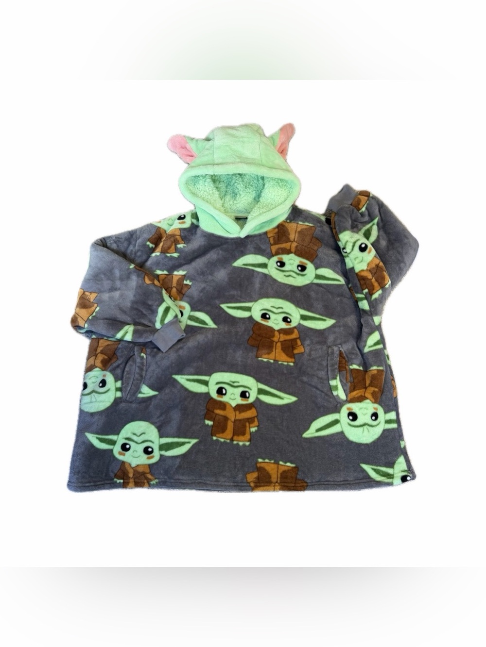 Star Wars Mandalorian Yoda Thick Hoodie Blanket Kids One Size Fits Most 4-10
